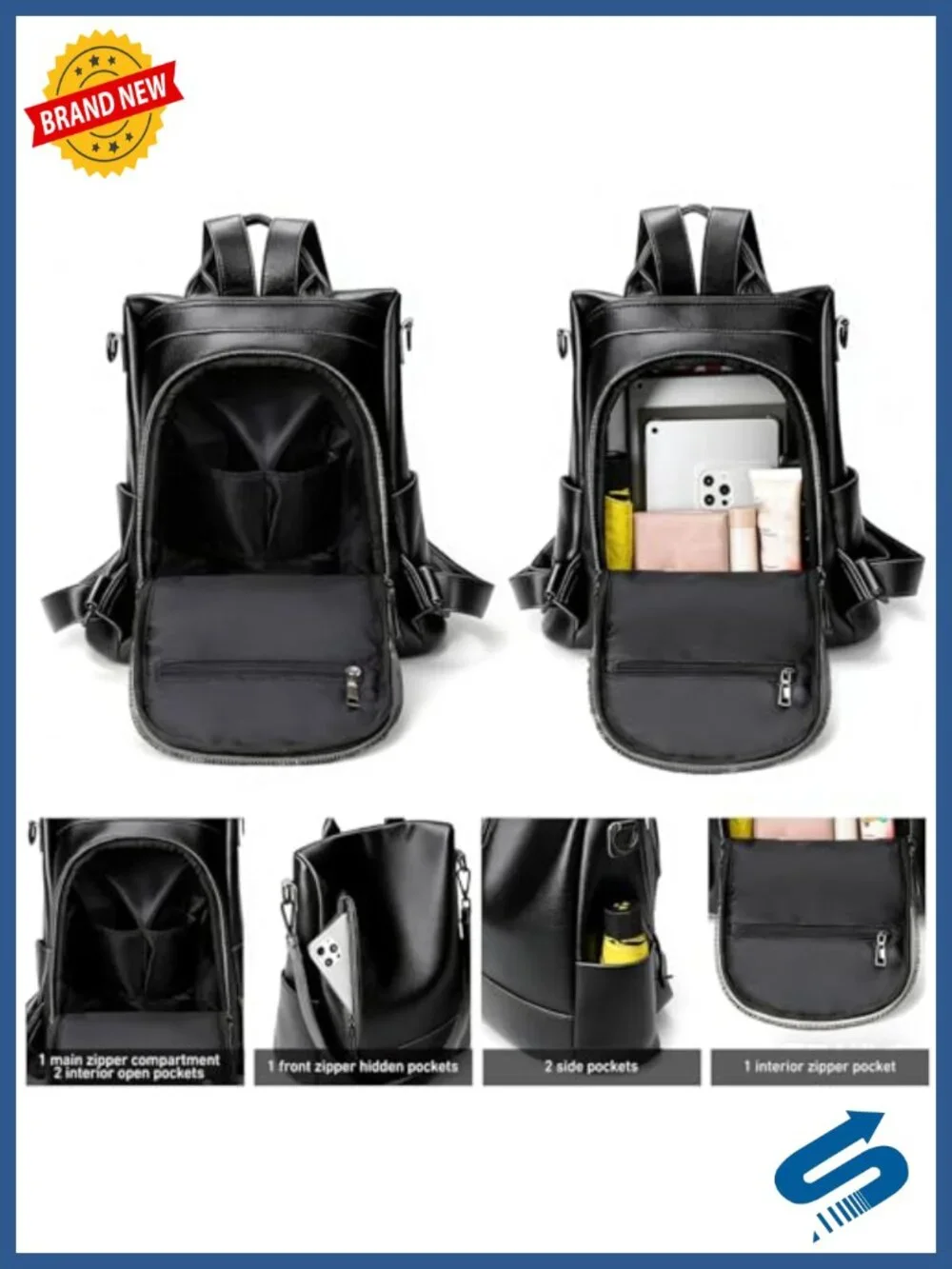 Fashion Backpack Purse Women Anti-theft Rucksack PU Leather Lightweight